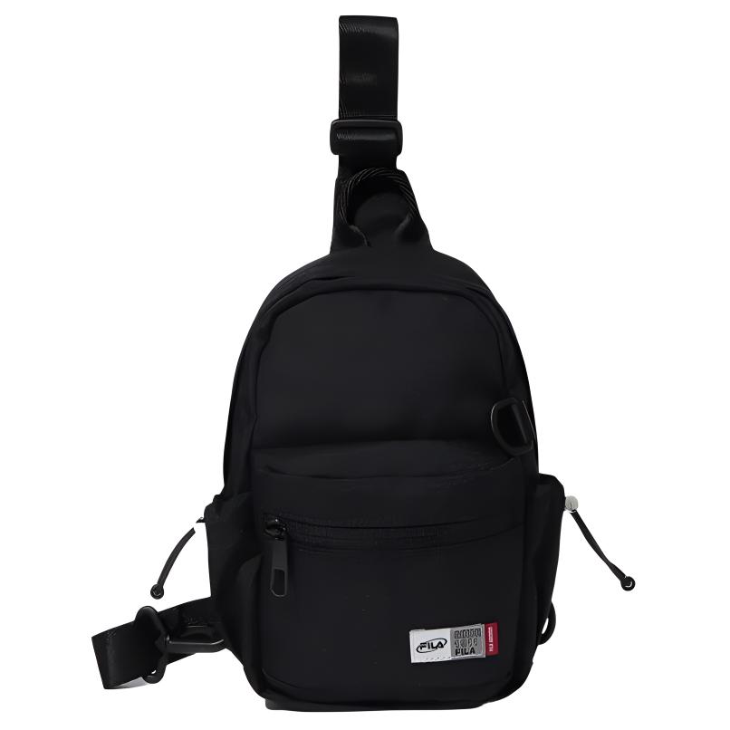 FILA Logo Zipper Closure Polyester Mini Shoulder Crossbody Chest Bag Unisex bags Black FS3BCF6327XBLK Black