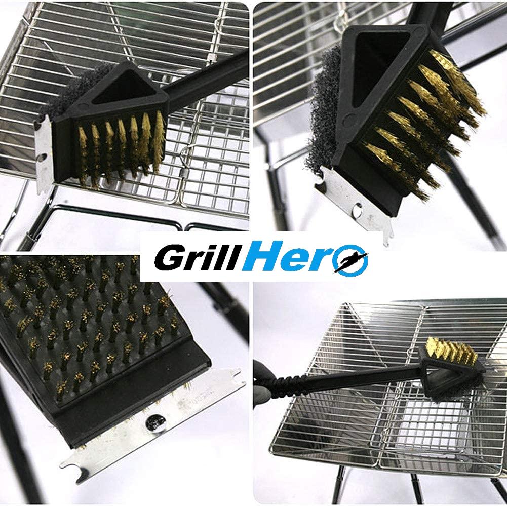 GRILLHERO 3in1 Grillreinigungsbürste Profi Grillbürste Grill Grillrost rostfrei