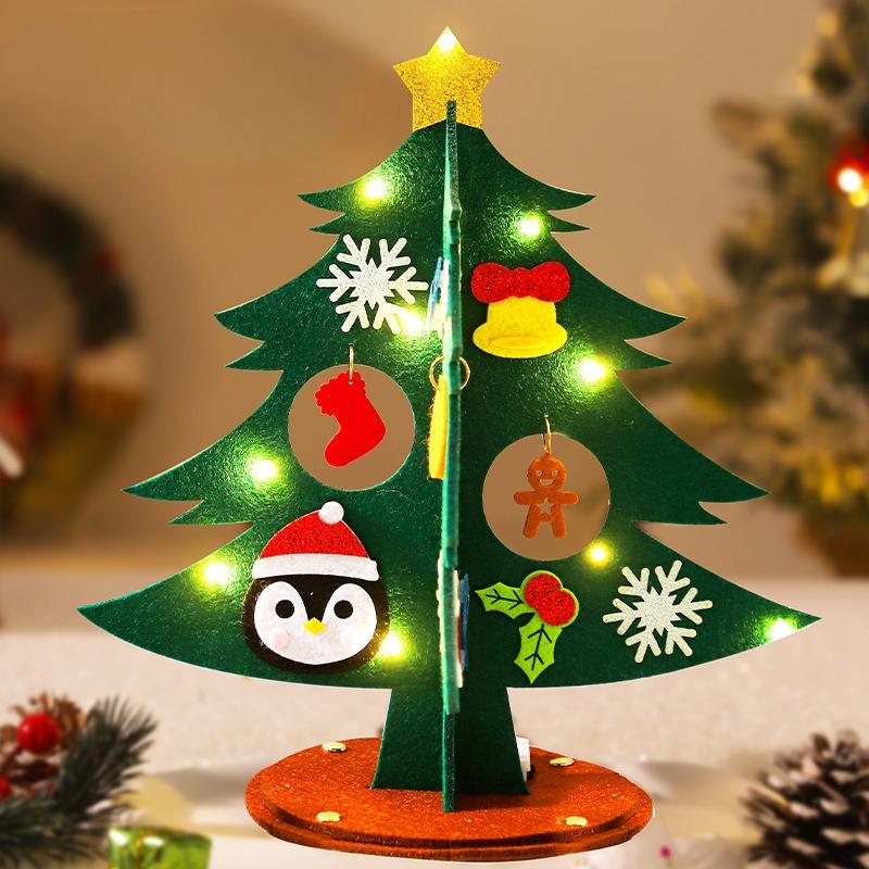 Mini Felt Christmas Tree DIY Handmade Xmas Tree Crafts Kids Gifts New Year Navidad Party Ornaments 2025 Home Table Decorations