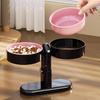 Adjustable Elevated Pet Double Bowl Feeder Fashion Detachable Anti-Slip Suction Cup Design Cat Food Water Bowl Platos Para Gatos