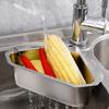 Cesto Escurridor Triangular de Acero Inoxidable Estante Filtro para Fregadero de Cocina Escurridor de Frutas y Verduras Cesto Estante de Almacenamiento Barra con Ventosa