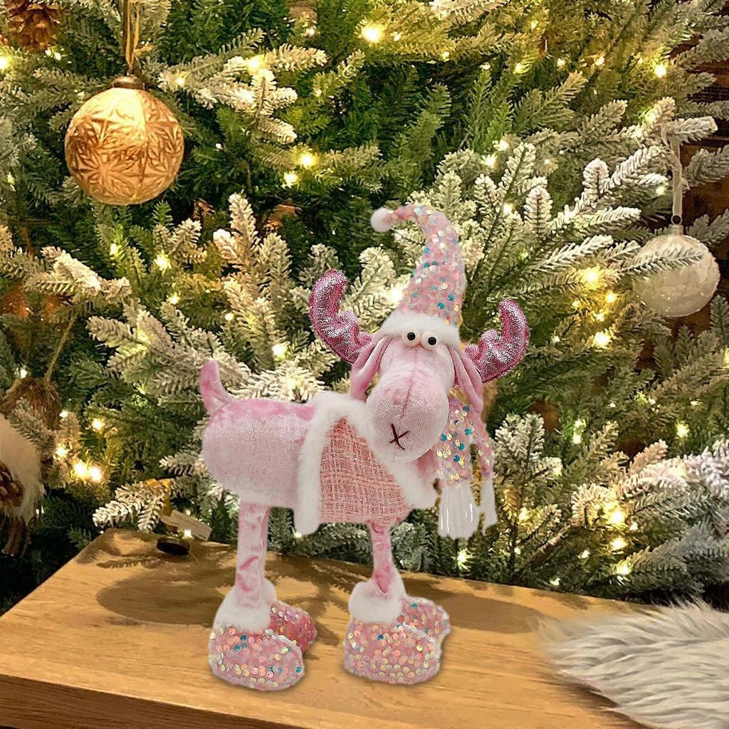 Christmas Elk Doll Standing Plush Doll Reindeer Plush Xmas Figurine Christmas