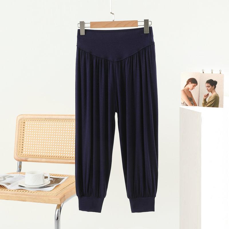Women's Capri Pants Summer Modal Lightweight Loose-Fit Casual Loungewear Elastic-Cuff Yoga Pants Sports Outwear