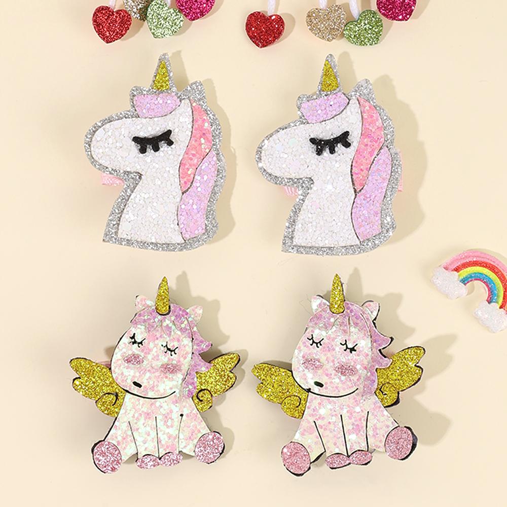 6Pcs/Set Sparkling Unicorn Hair Clips For Girls Glitter Clouds Hairpins Side Barrette Children Headdress Hair Accessories