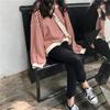 2025 Women's Korean Style Color Block Retro Stripe Hoodie - Spring/Autumn Casual Loose Fit