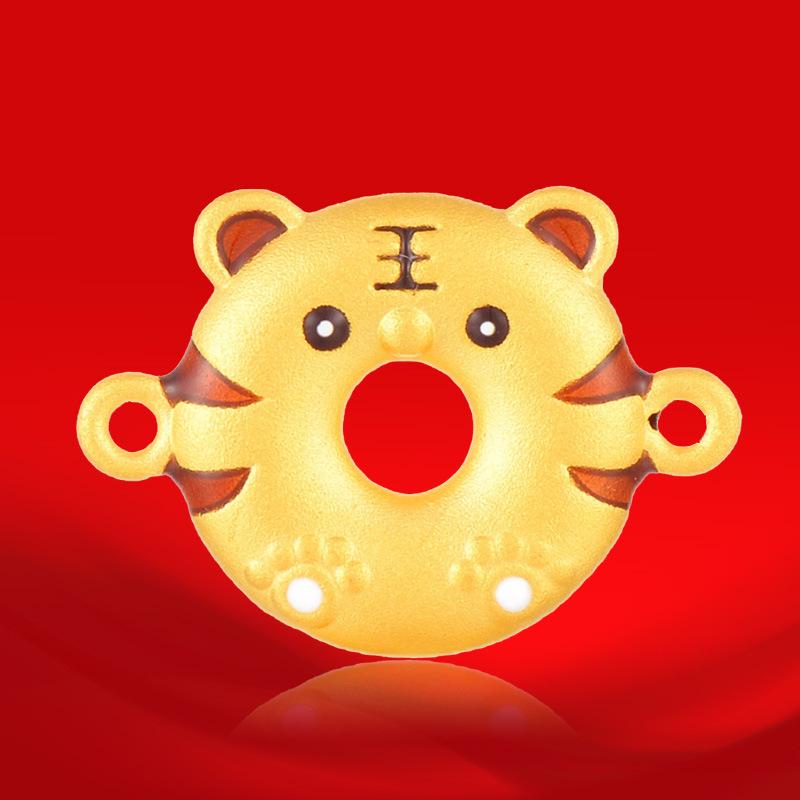 Wietnamska pozłacana bransoletka z tygrysem zodiakalnym na czerwonej nici - Szczęśliwy prezent dla pary
