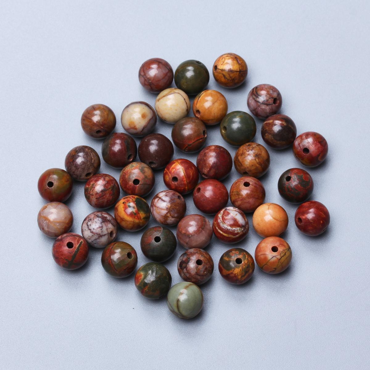 

4/6/8/10mm 20/30/40/50/60Pcs Hot selliing Picasso Jasper Round Beads Natural Stone Beads For DIY Bracelets Crafting Handmade Material 8mm about 40Pcs