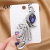 Rhinestone Peacock Pin Faux Crystal Brooch for Women, Bling Lapel Pin, Dainty Clothing Jewelry Wedding Party Prom Shape