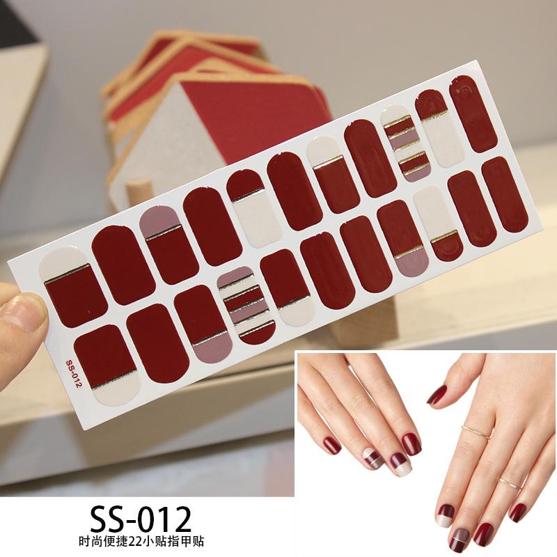 22pcs Sheet Laser Bronzing Full Cover Nail Stickers Long Lasting Tearable Cute Nail Art Wraps Design