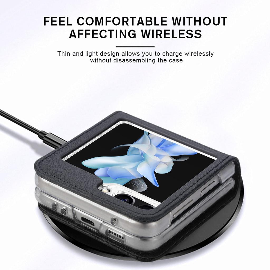 Coque pour téléphone portable Samsung ZFlip7 en cuir Flip5 écran pliant à cartes zflip6 coque de protection anti-traces de doigts anti-empreintes digitales