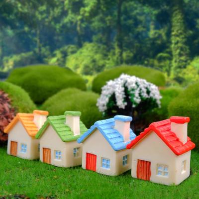 Miniature Cottage Dollhouse Accessories Mini Resin House Micro Landscape for Plant Pot Fairy Garden DIY Crafts