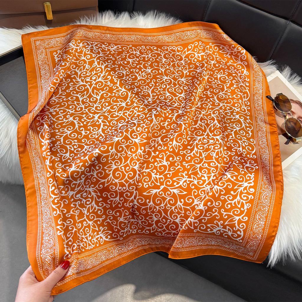 Spring Small Silk Scarf Korean Version Imitation Silk Scarf Women'S Retro Decorative Square Scarf Small Scarf Tied Bag Ribbon