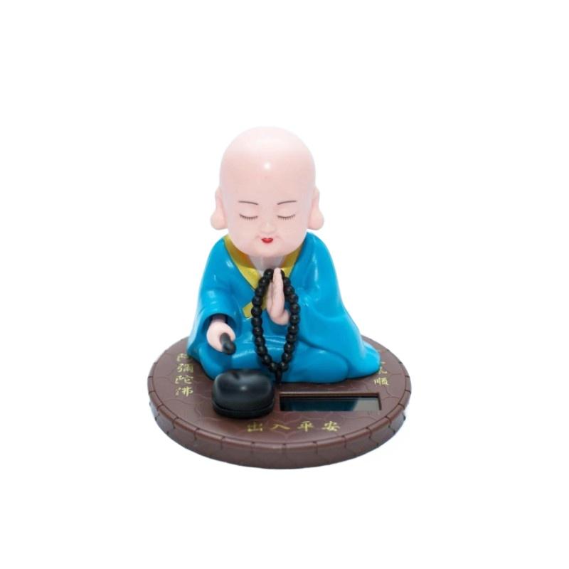 Solar Little Monk Ornamente creative pentru mașini Decorațiune pentru bord în stil chinezesc Budism Ornament norocos Accesorii interioare auto