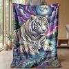 Tiger Majesty In Art Theme Blanket Lightweight Warm Flannel Blanket Decorative Throw Blanket for Home Decoration