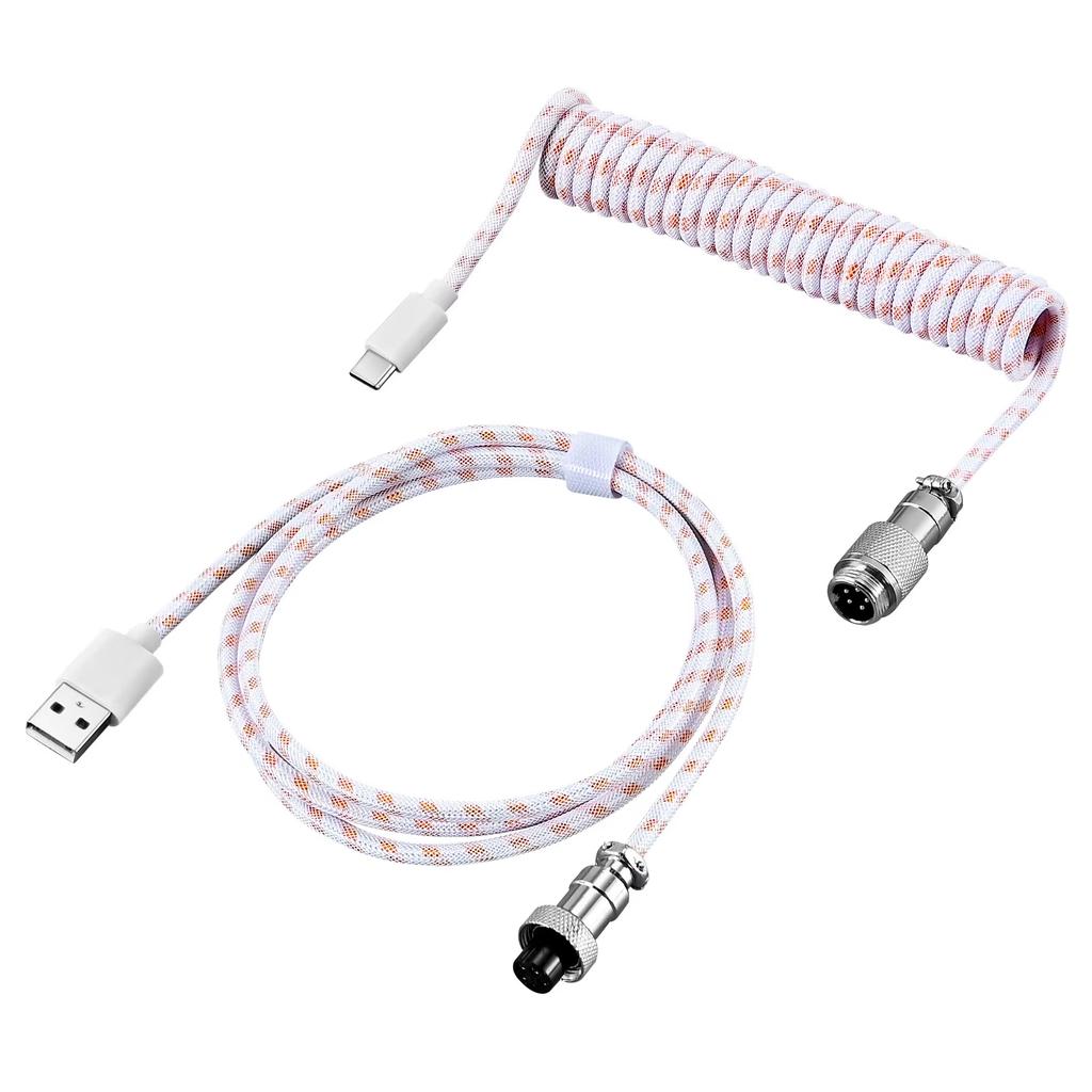 New Custom Type C Mechanical Keyboard Coiled Cable USB Mechanical Keyboard Spring Wire Desktop Computer Aviation Connecto 1.5m