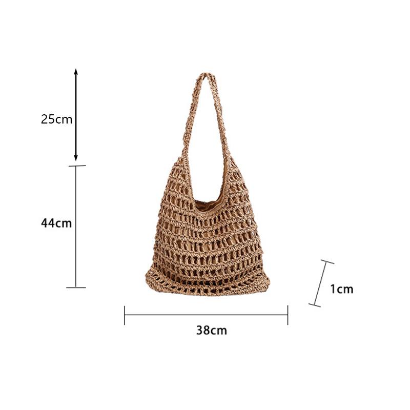 Borse A Tracolla A Maglia Retrò Borse Da Donna Estate Beach Crochet Tote, Bianco, Taglia Unica