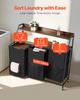 2 Tiers Laundry Sorter Tall Laundry Hamper with Wheels and Hooks 3 Section
