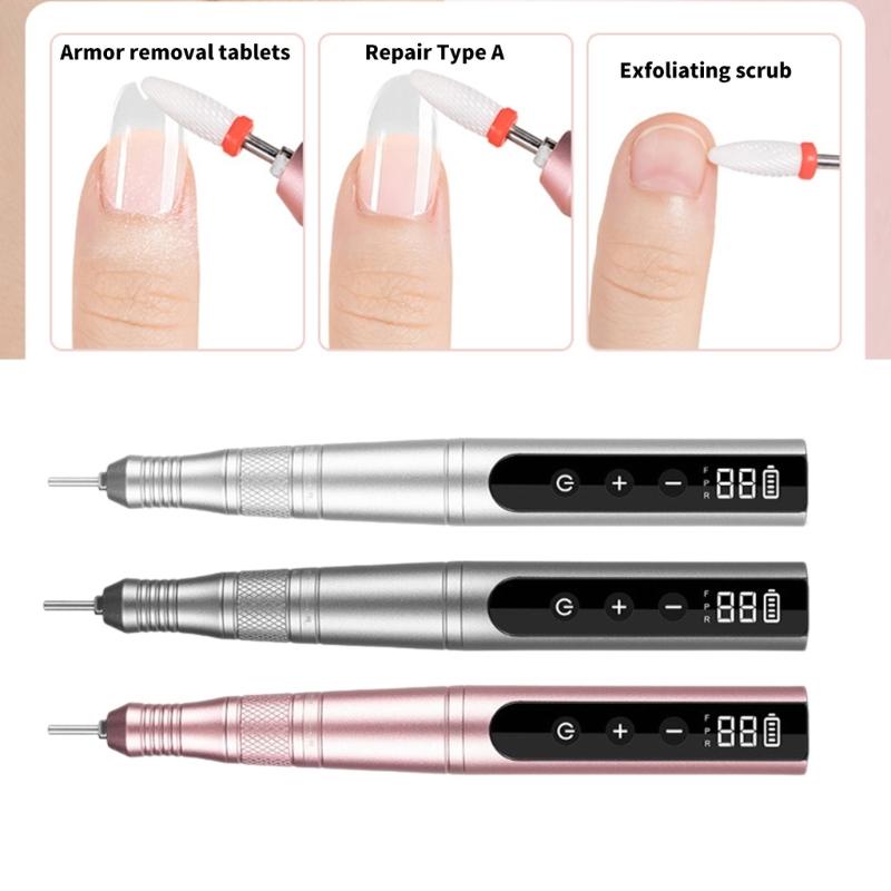 Electric Nails Drill Machine Rechargeable Nails Drill Professional Nails Drill Adjustable Speed for Acrylic Nails