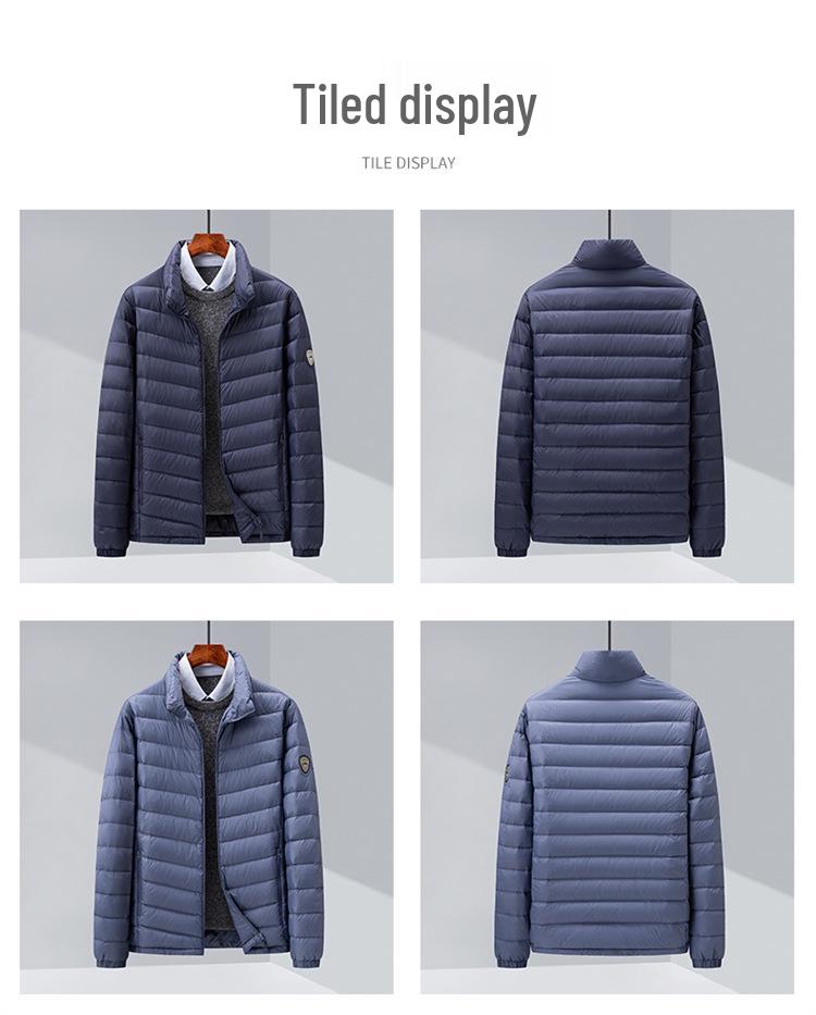 Men's Stand Collar Lightweight Down Jacket with Hood - Autumn/Winter 2025 Collection
