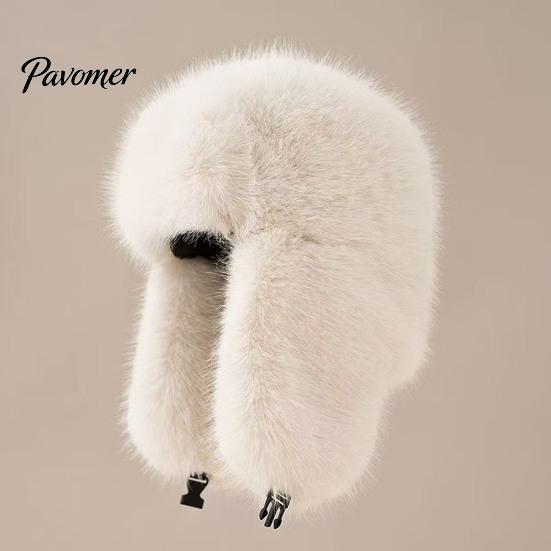 Cozy Outdoor Sports Cap Faux Fur Trapper Hat, Fuzzy Winter Hat with Ear Flaps, Fleece Fashionable Headwear Lined Windproof Ushanka for Women