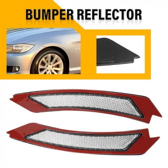 2X Front Left Right Bumper Reflector Clear For BMW 3 Series E90 E91 2009-2011 EA
