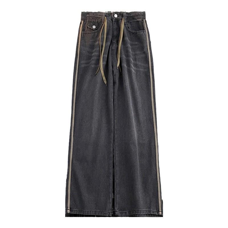 Women's Vintage Washed High-Street Wide-Leg Trousers
