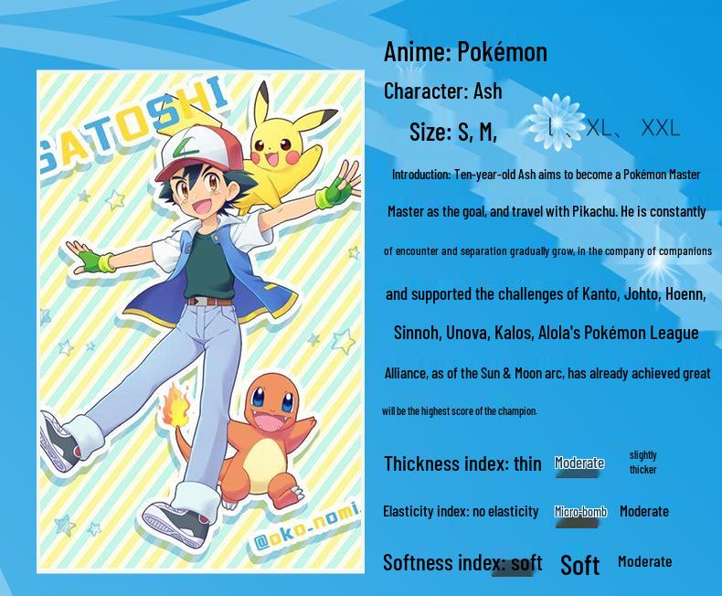 Summer Anime Pokémon Baby Ash Cosplay Costume Set