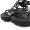 HERMES Sandals Galaxy H Diama Leather Strap black Women 37.5 231162Z Used