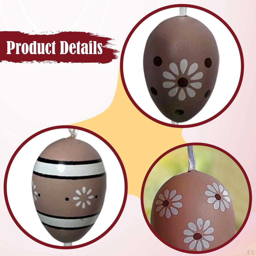 12x Easter Eggs Decorations Hanging Ornaments with Ropes Pendants for Garden Festival