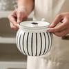 Japanese Striped Ceramic Lard Jar 1.4L Large Capacity Porcelain Spice Jar High Temperature Resistant Oil Bottle Kitchen Supplies