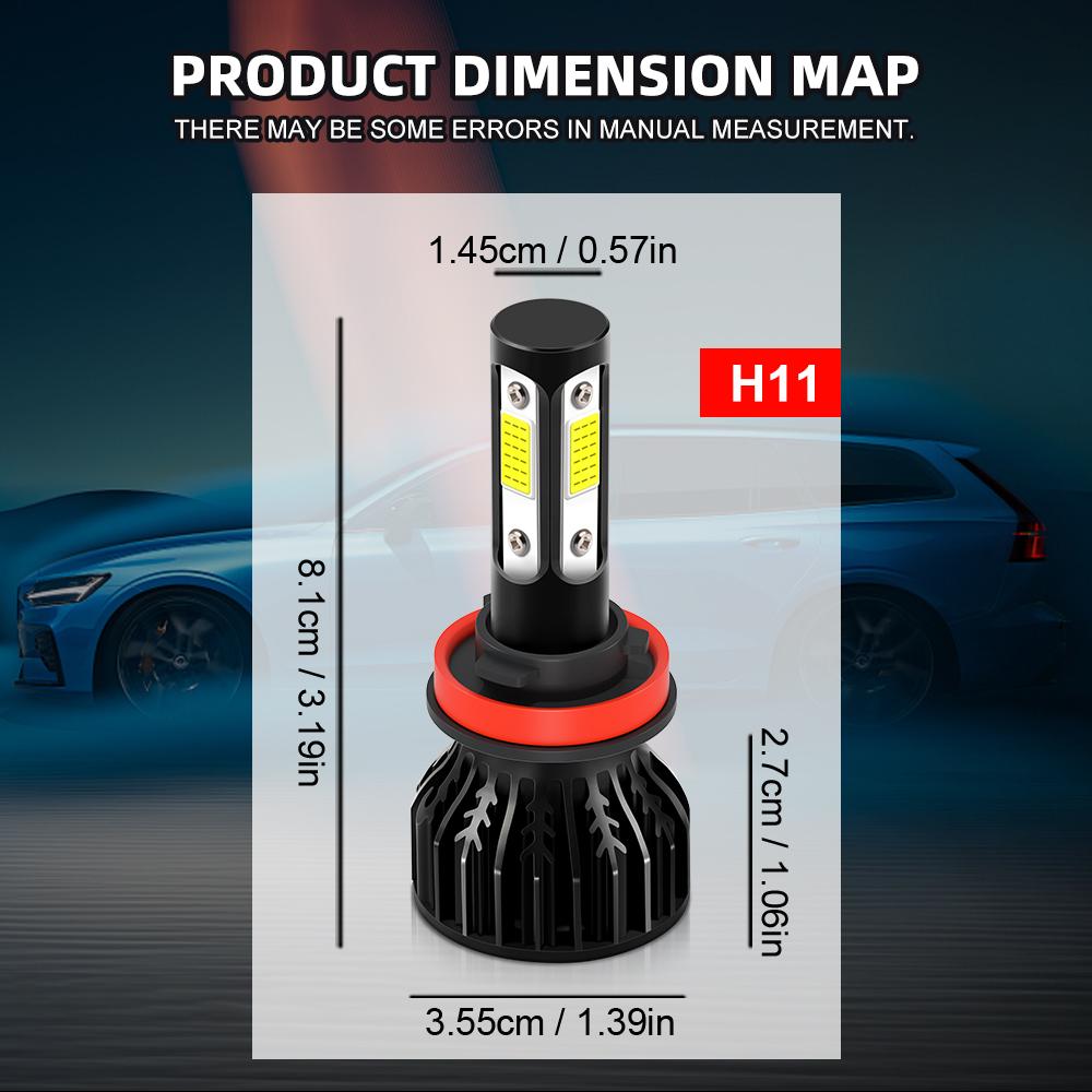 

roadsun 2 шт. Новые улучшенные лампы H11 Дальний/Ближний свет 180 Вт Высокая мощность 29000 лм 6000K Белые лампы Импортные COB чипы Супер яркость H11