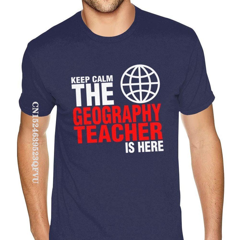 Grafisches Keep Calm Der Erdkundelehrer ist da T-Shirt für Männer Druck Gothic-Stil Anime-T-Shirt Hip-Hop-Druck T-Shirts