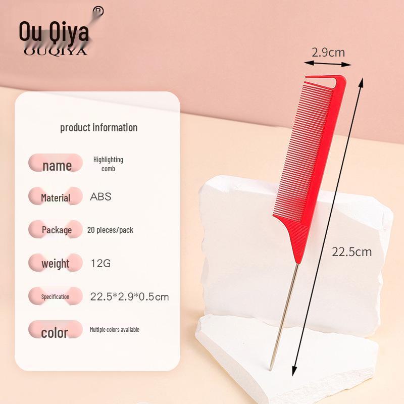 Cross-Border Top Colored Steel Pin Tail Comb for Hair Sectioning and Styling