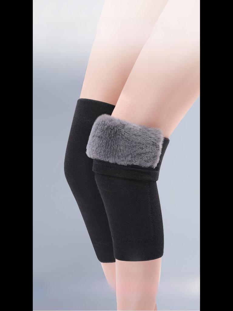 Thickened Winter Rabbit Fur Knee Pads for Warmth and Comfort