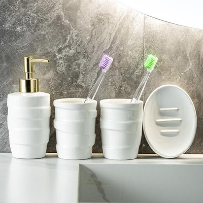 Modern Gold Press Lotion Bottle Ceramic Bathroom Accessories Mouthwash Cup Soap Dish Soap Dispenser Shampoo Moisture Bottle Set