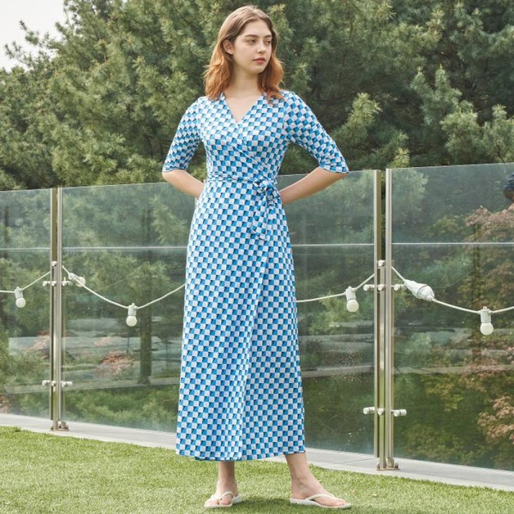 Lipbbam Creola Romona Maxi Long Wrap Dress 3 4 Sleeve Ldm10db01