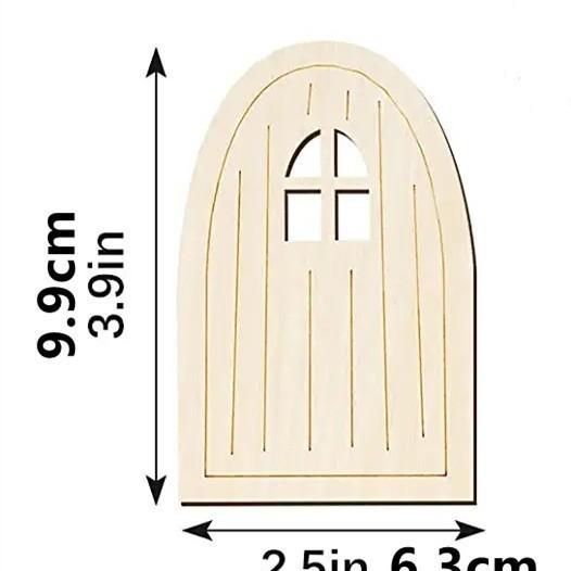 10pcs Fairy Door Miniature Wooden Garden Doors Windows Unfinished Window Mini House DIY Craft for Wall Home Party Decoration