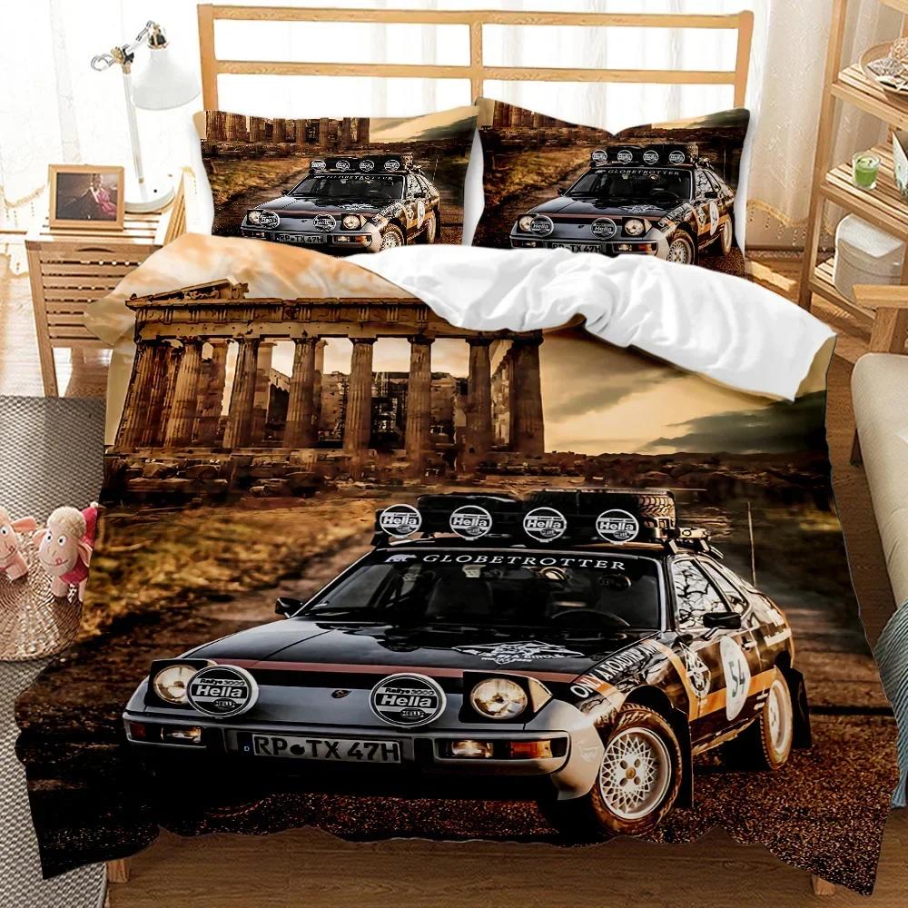 Vintage Auto Automobil Mechaniker Nostalgisch 50er Jahre Bequemer Bettbezug Steppdecke Kissenbezug Bettwäscheset Kinder Schlafzimmer Heimtextil