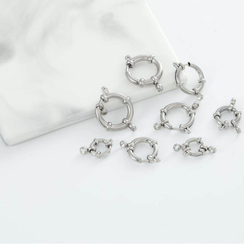 DIY Stainless Steel Jewelry Connector: 8-Spring Clasp for Bracelets, Necklaces, and Steering Wheel Ornaments