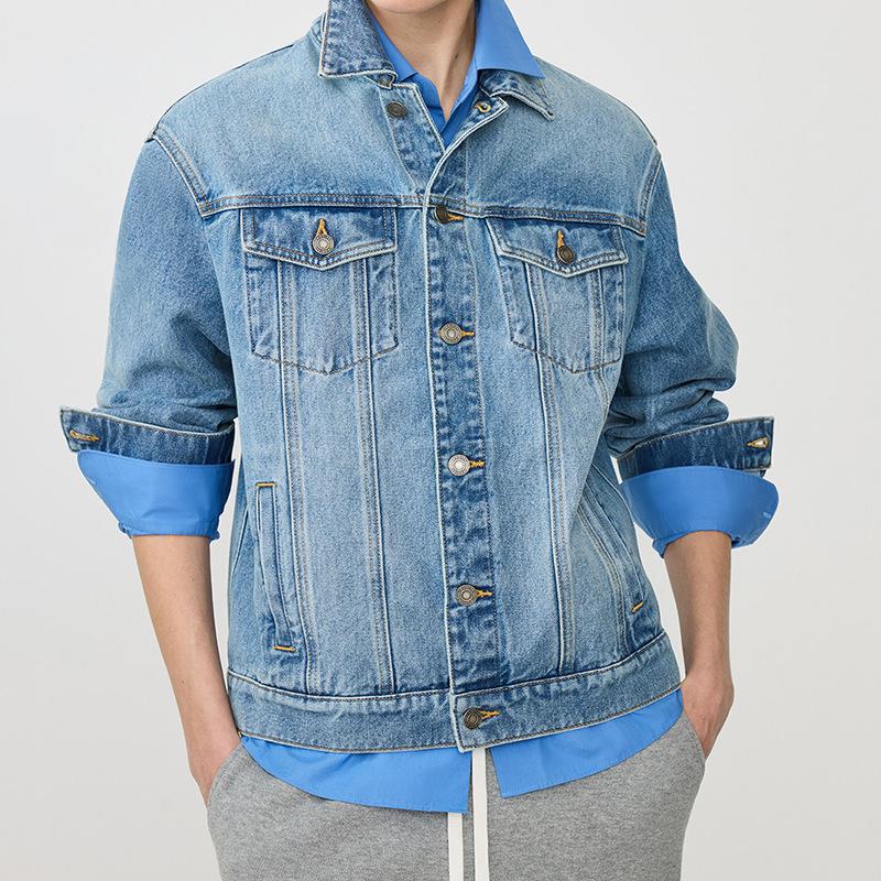 Retro 90s Slim Fit Denim Jacket and Cropped Pants Set XS