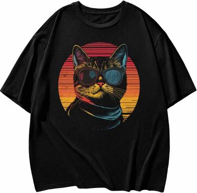Cool Cat Vintage Sunset Sunglasses T-shirt