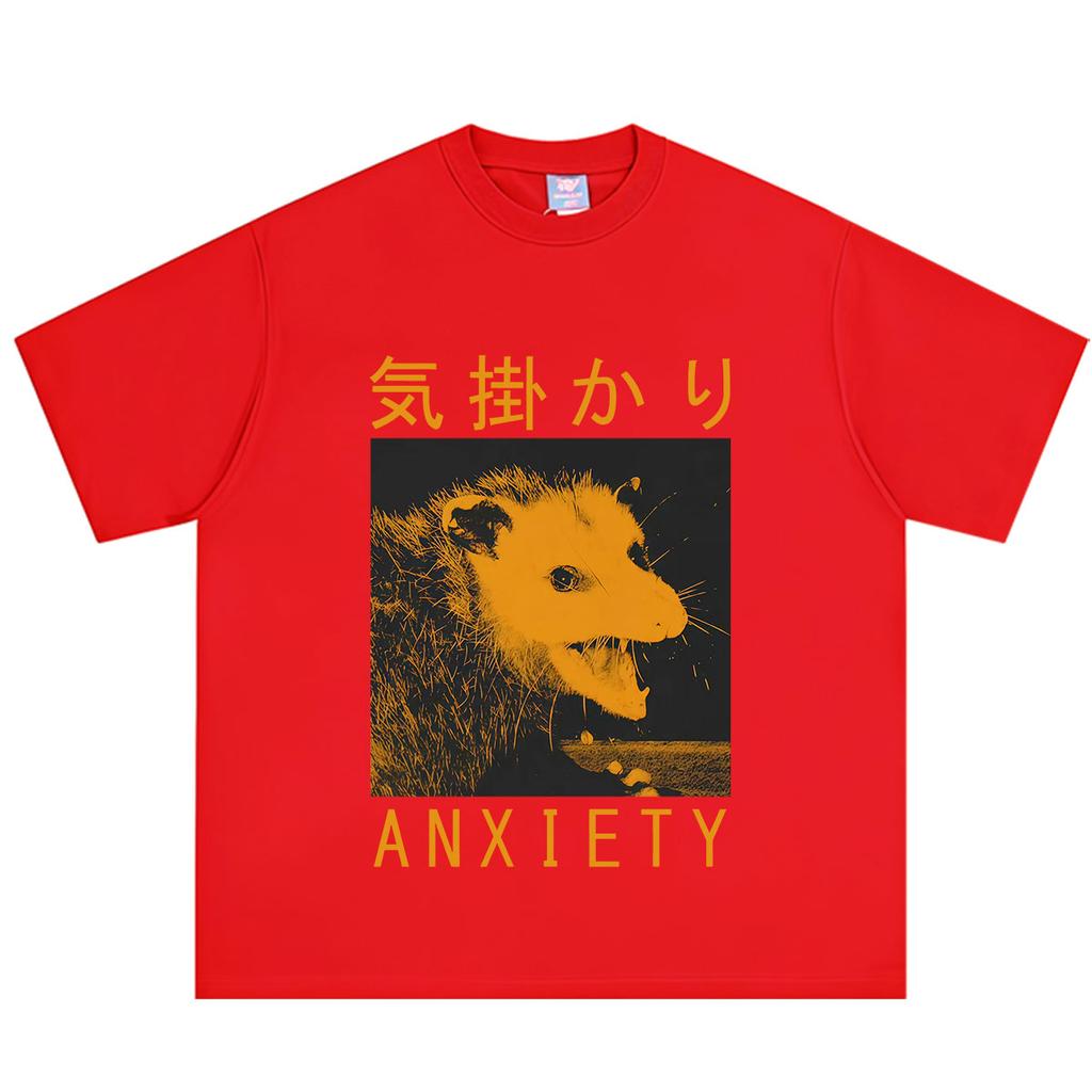 Anxiety Japanese Opossum Vintage Print T Shirt Unisex Unisex Hiphop Punk Tshirt Summer Shortsleeved Loose Casual Cotton T Shirts
