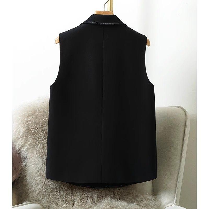 Simple Women Vest Jacket Fashion  Blazer Casual Outerwear Versatile Stitching Design