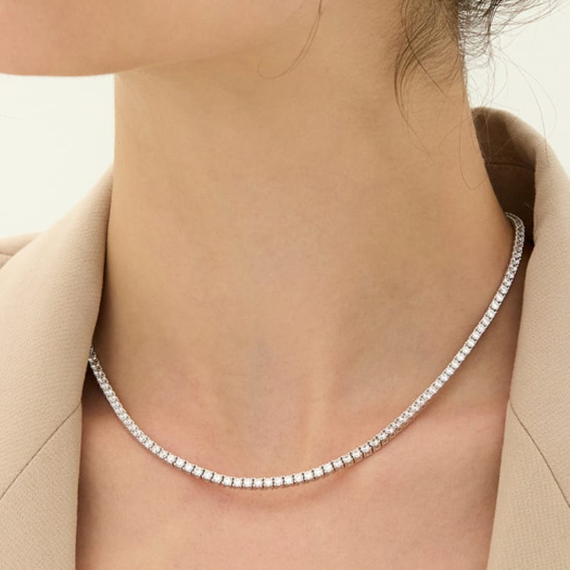 Hyeres-lor Essence Silver (W) 4-Prong Tennis Necklace 2.5mm HL4N56419W9400