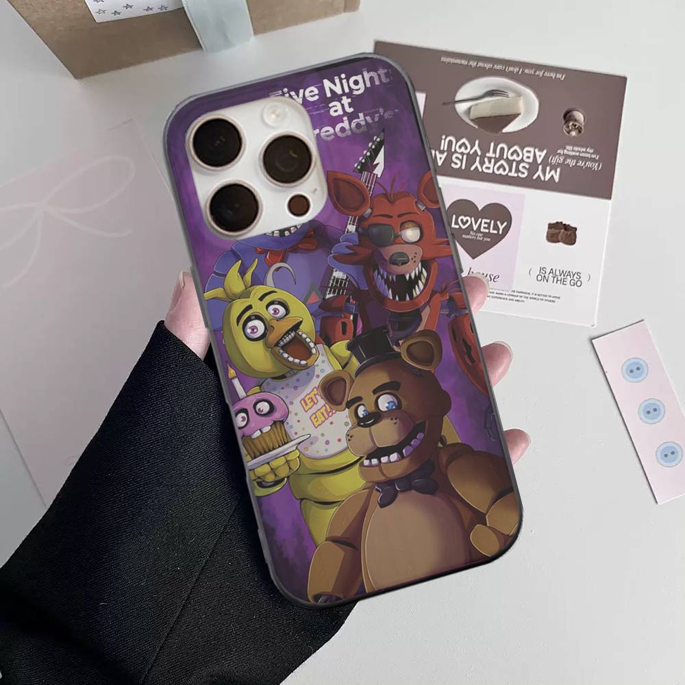 AmineF- Fnaf F-Five-nights-At-Freddys Handyhülle Für iPhone 16 15 17 Pro 13 14 Pro Max Plus Weiche Wellen-Silikon-Schutzhülle