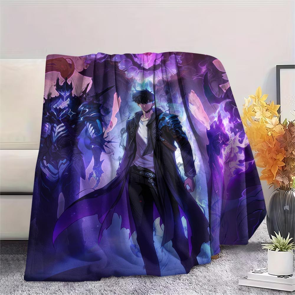 1PC Solo Leveling Print Flannel Blanket, High quality Comfortable for All Seasons, Home Decor, Warmth and Comfort, Perfect for Christmas Gifts170