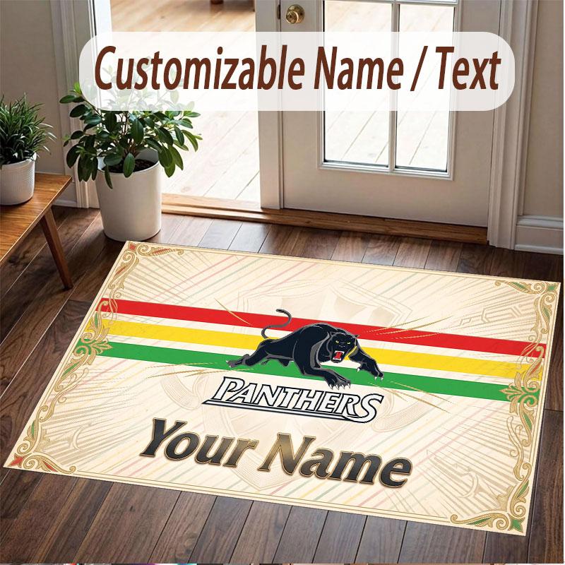 Custom Rug Penrith Panthers Pattern Print Name Text Soft Non‑Slip Floor Carpet for Home Indoor Decoration