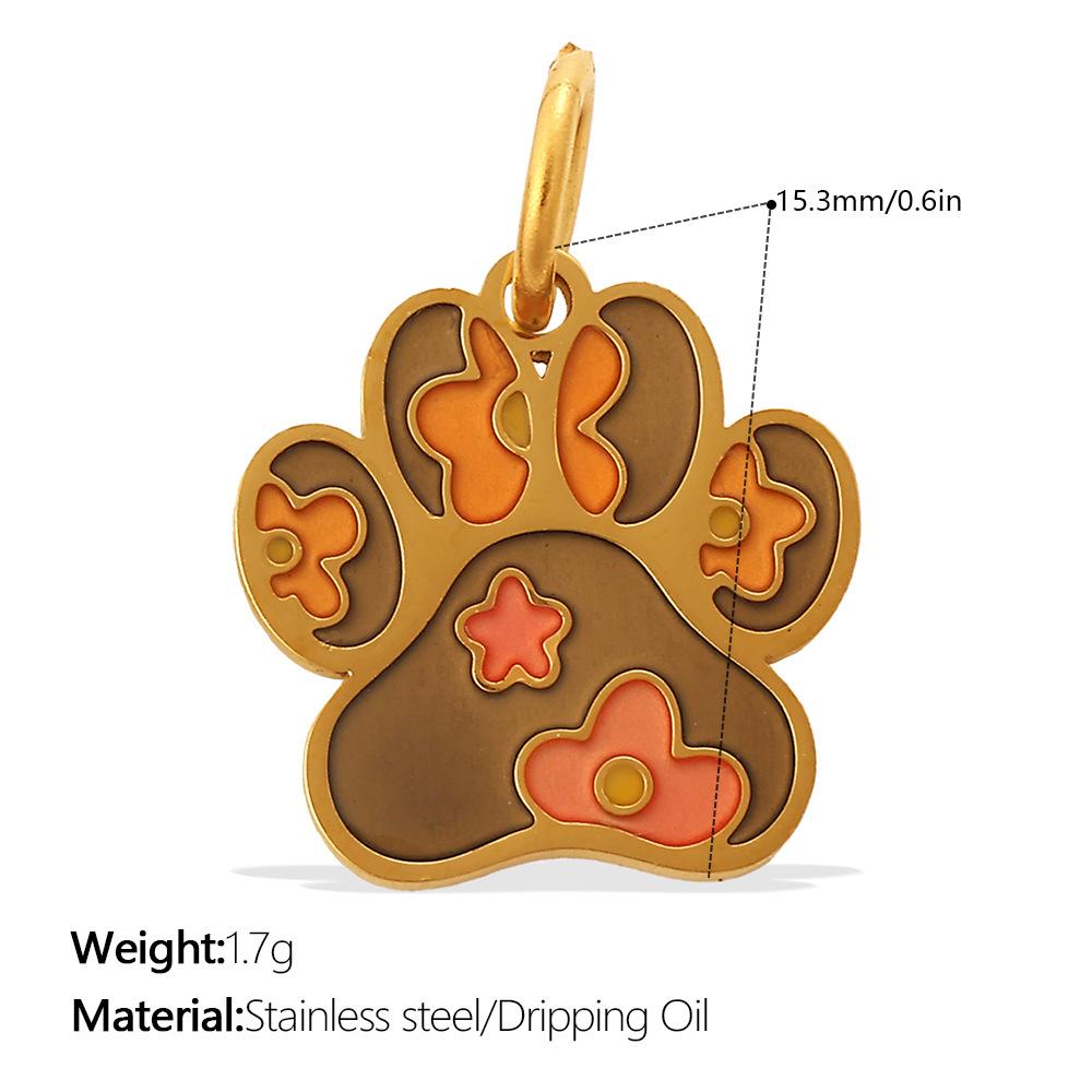  2Pcs Cartoon DIY Stainless Steel Drip Dog Paw Print Pendant Handmade Accessory Jewelry Gold Plated Charm Wholesale