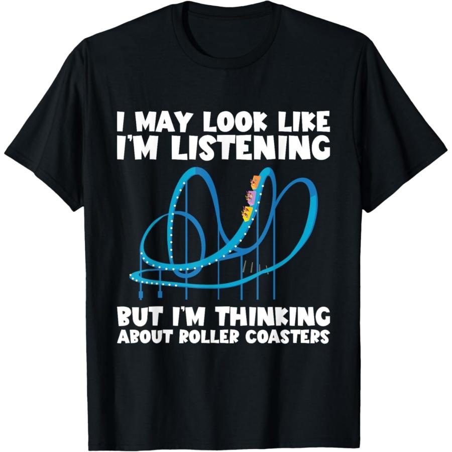 I m Thinking About Roller Coasters Funny Ferris Wheel T-Shirt XXXXXL чёрный