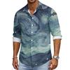 Men's Loose Fit Long Sleeve Shirt Halloween Design Breathable Casual Vintage Style Button Down Shirt for Spring and Autumn Outdoor Workwear